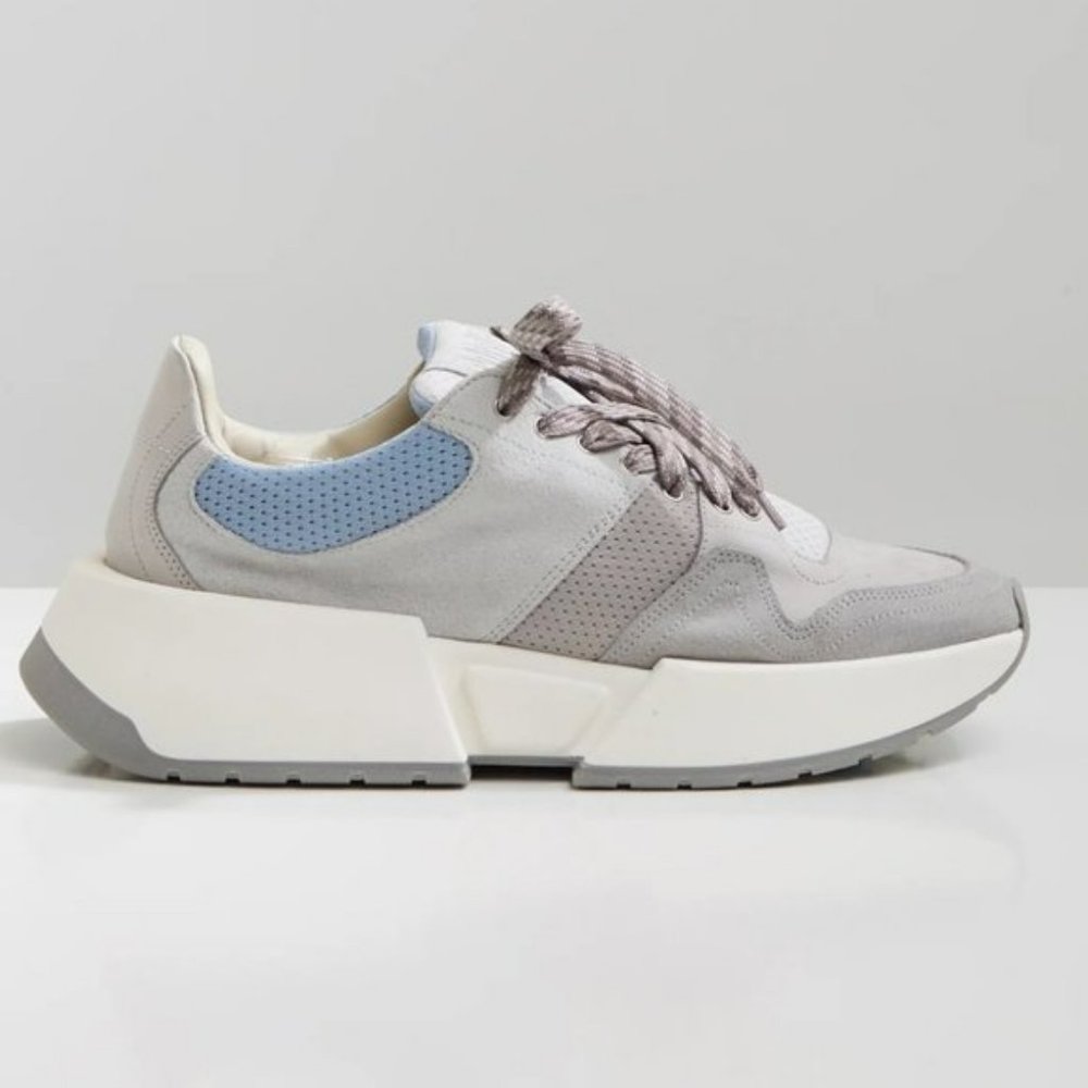 MM6 Maison Margiela Classic Chunky Platform Suede Sneakers Grey Blue Multi 5.5